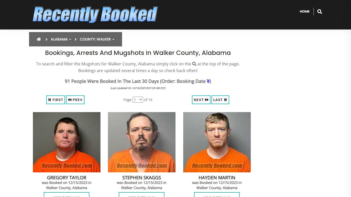 Recent bookings, Arrests, Mugshots in Walker County, Alabama